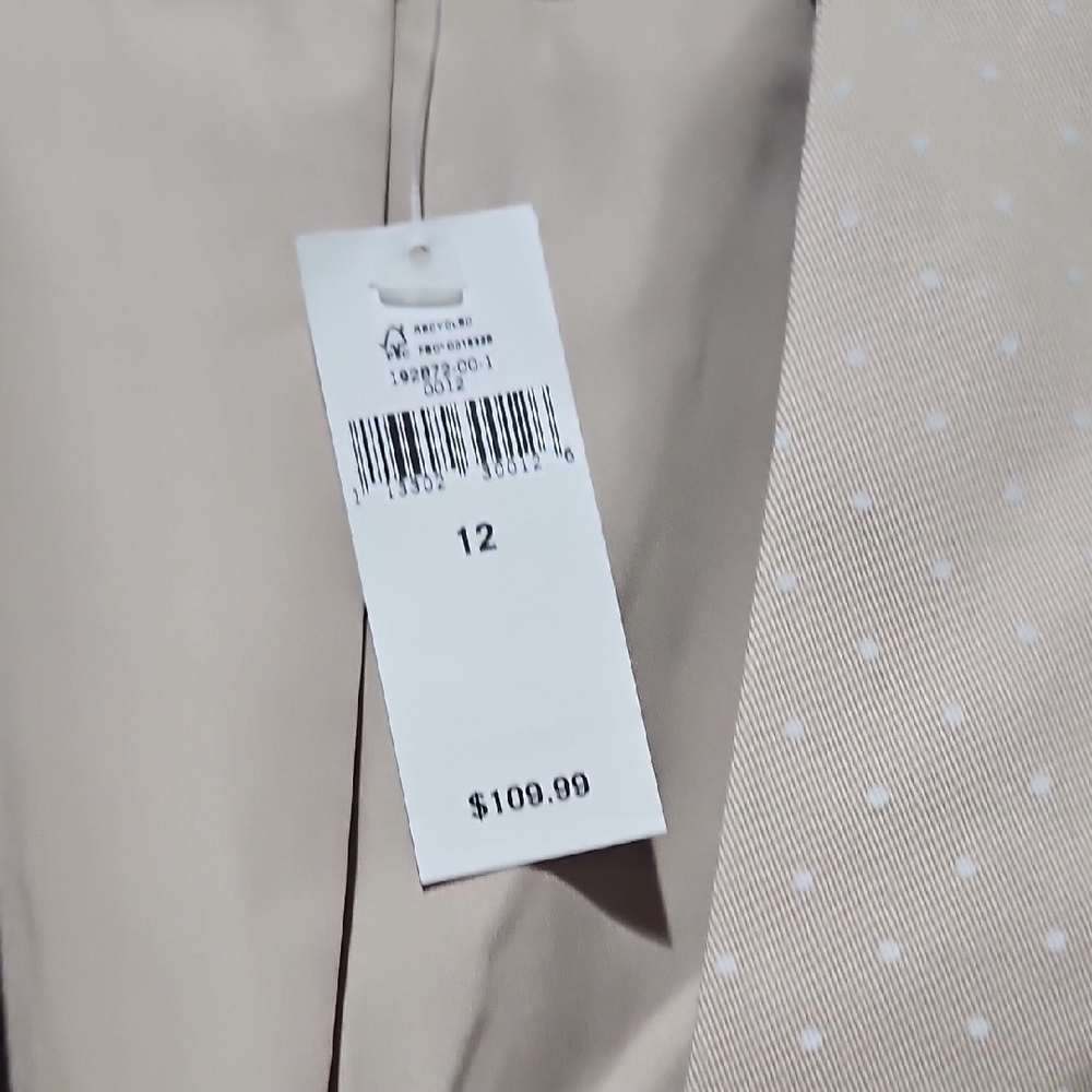 Banana Republic Tan & White Polka Dot Blazer Suit Jacket Womens 12 NEW - Picture 3 of 8